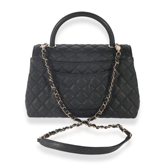 Chanel Black Quilted Caviar Medium Coco Top Handle Bag - Picture 3 of 6
